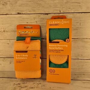 NEW Cleanlogic Sensitive Skin Body Exfoliators & Makeup Removing Facial Buffers